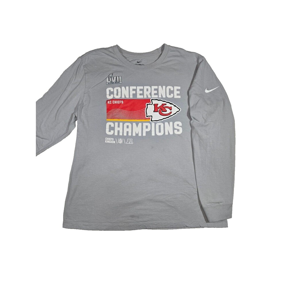 Nike Kansas City Chiefs Long Sleeve Superbowl LVll Shirt Gray Large